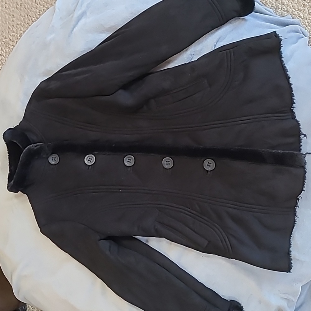 Long Black Polyester Coat - image 1
